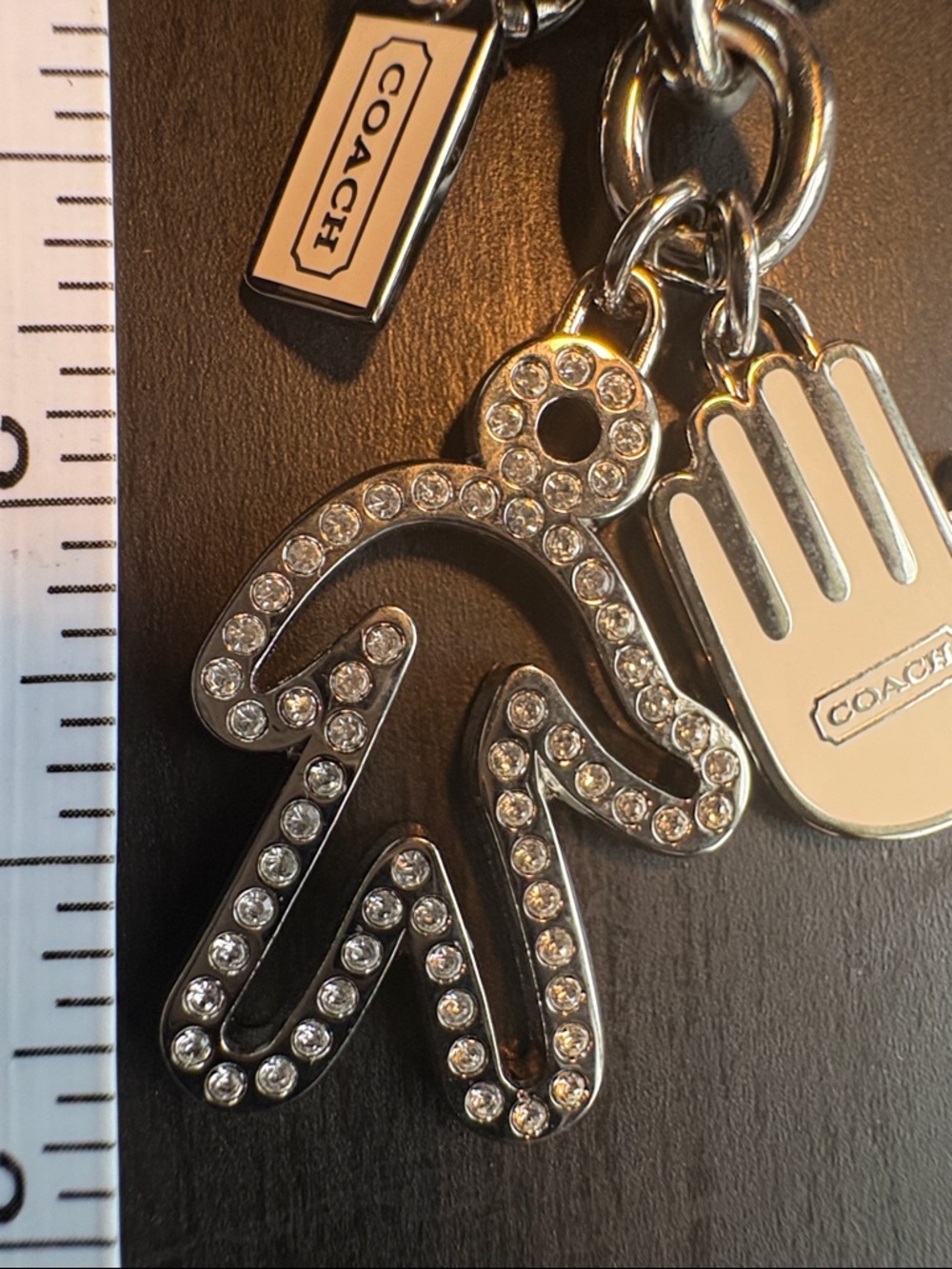 Coach Silver-Tone Crystal Figure and Enamel Hand Key Ring - Picture 3 of 5